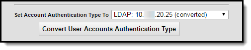 screenshot of the authentication type field.