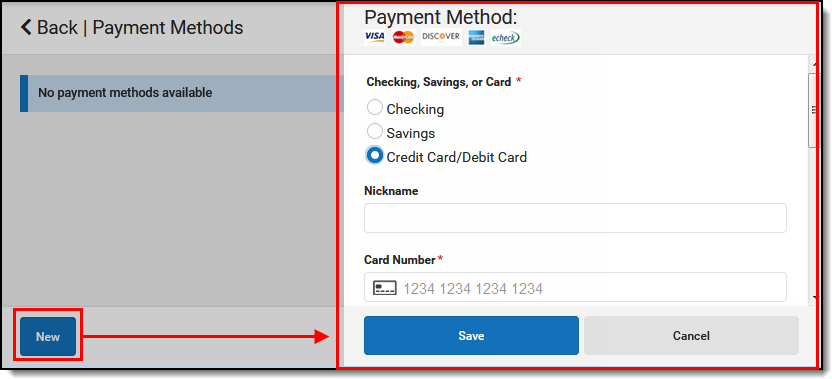 Screenshot of the Add a Payment Method screen