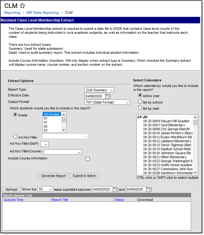 Image of the Class Level Membership Extract Editor.