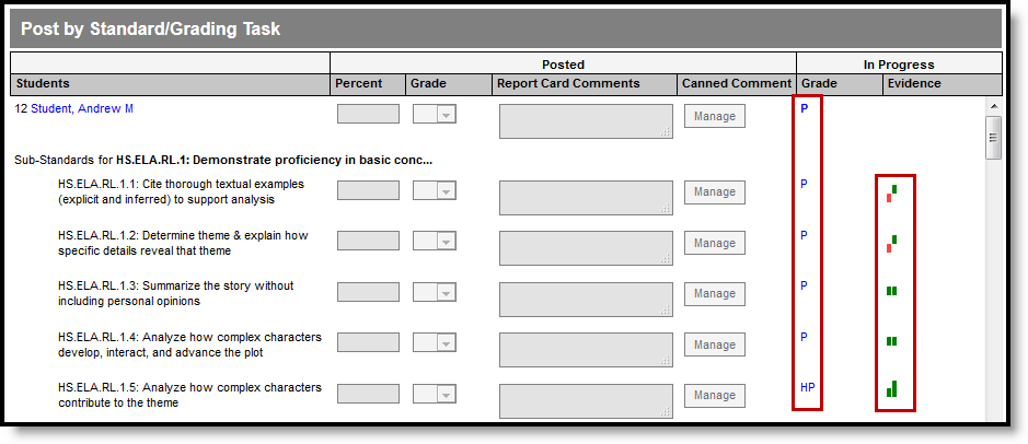 Screenshot of the Post Grades tool with rollup calculations established.  