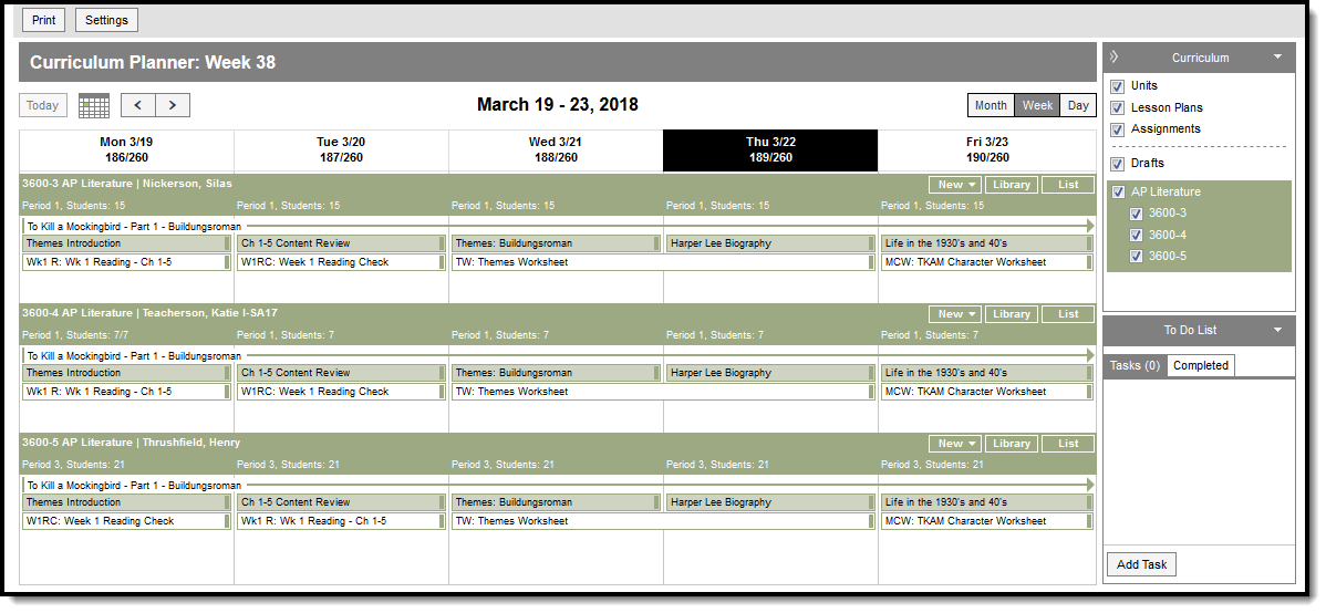 Image of the Curriculum Planner tool