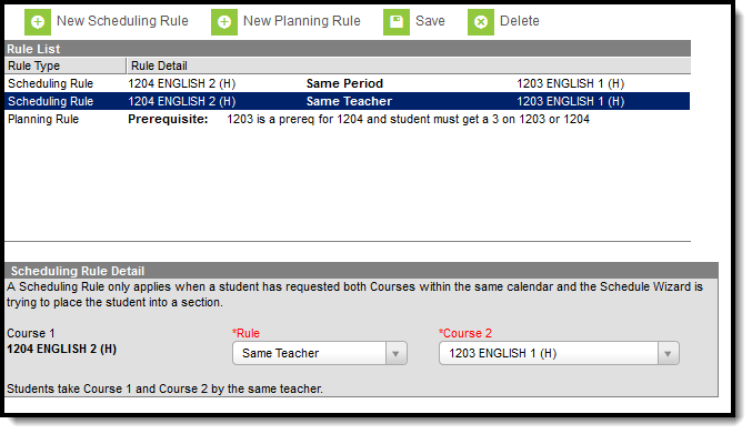 Image of the Course Rules tool