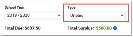 Screenshot illustrating how to pay Unpaid Fees. 