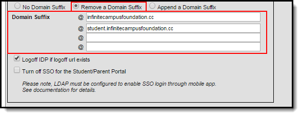 Screenshot of domain suffix