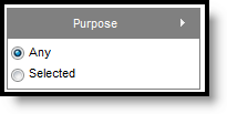 Screenshot of the Purpose Filtering Options.