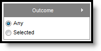 Screenshot of the Outcomes filtering options.