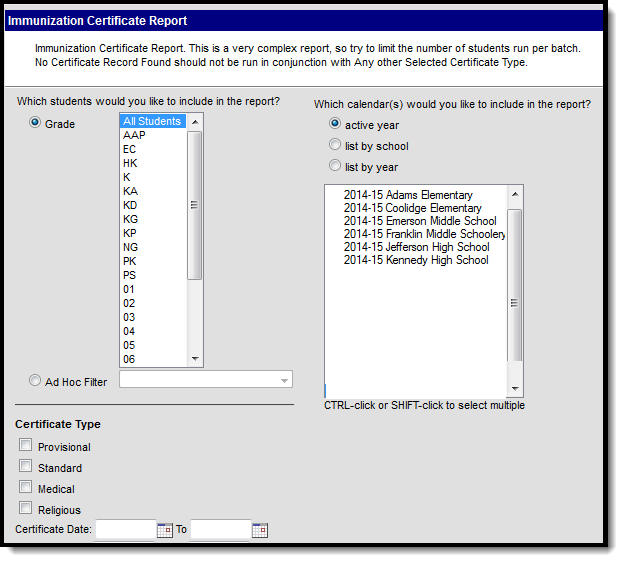 Image of the Immunization Certificate Report editor