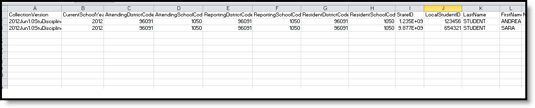 Screenshot of an example student discipline incident state CSV format.