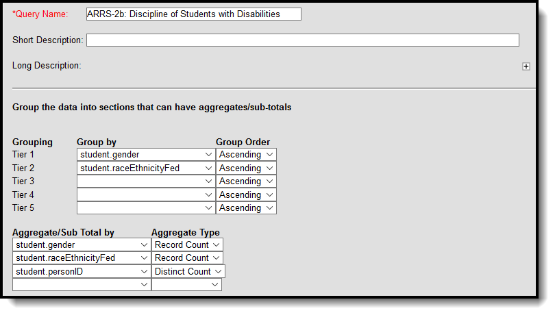 Example of filter identifying students with disabilities with school-related arrest