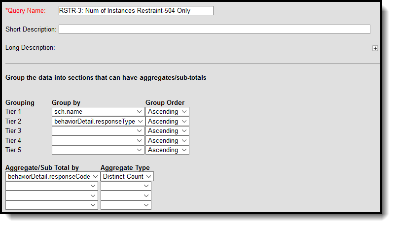 Screenshot of ad hoc filter for 504 students.