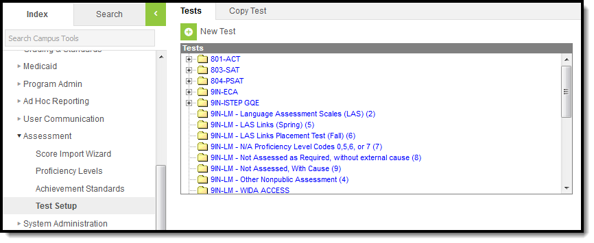 Test Setup tool