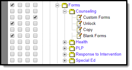 Image of Forms Delete and Unlock Rights