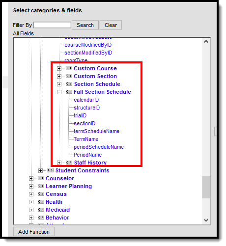 Screenshot of other scheduling fields available in ad hoc