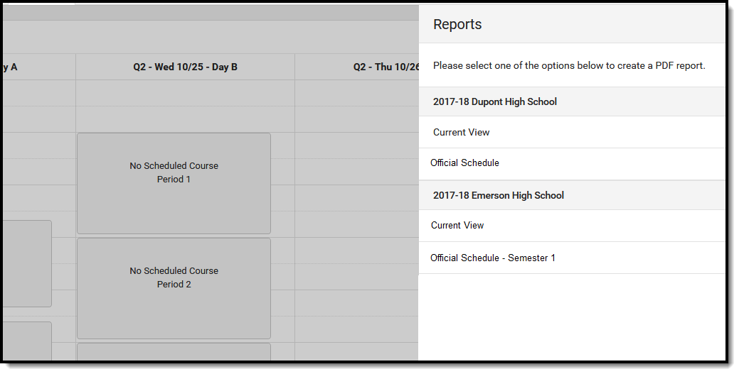 Screenshot of the Schedule Reports