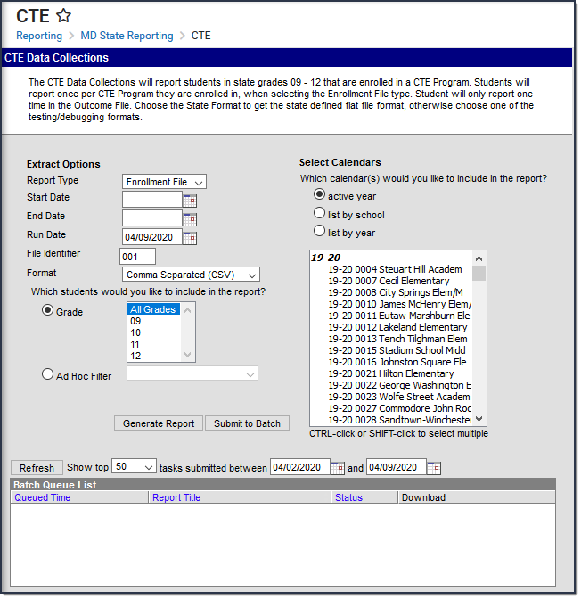 Image of the CTE Data Collections Editor.