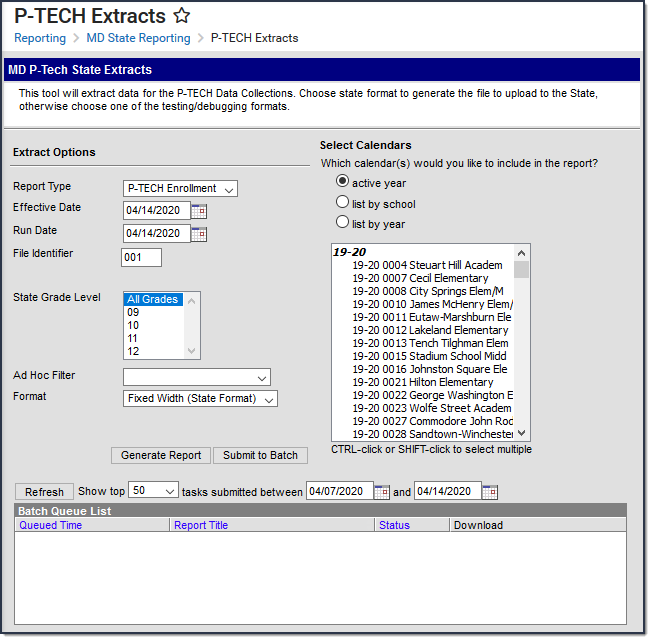 Image of the P-Tech Enrollment File Editor.