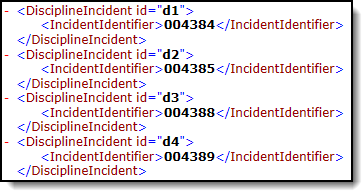 Example of the DisciplineIncident report in XML format.