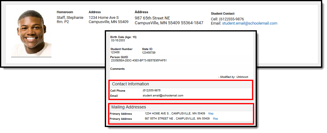 Screenshot of Contact Information shown.