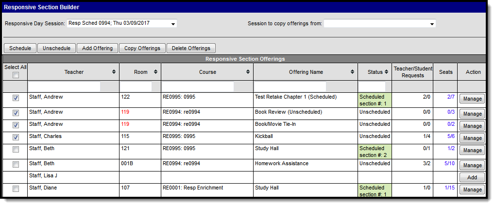 Screenshot of Responsive Scheduling Section  Builder