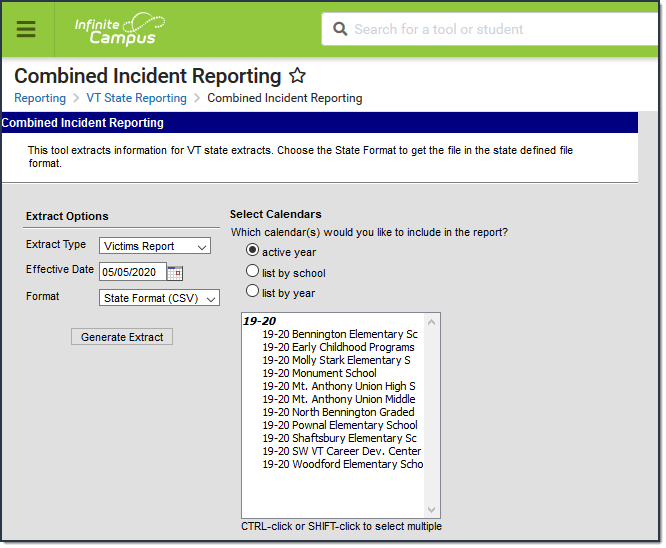 Screenshot of the Combined Incident Reporting Editor.