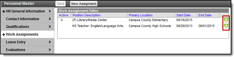screenshot of the work assignment editor highlighting the upload buttons.