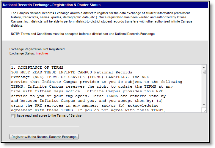 Screenshot of NRE tool with status of Inactive