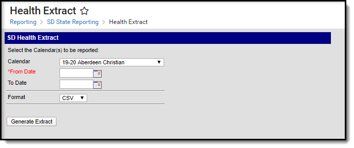 Screenshot of the Health extract editor.