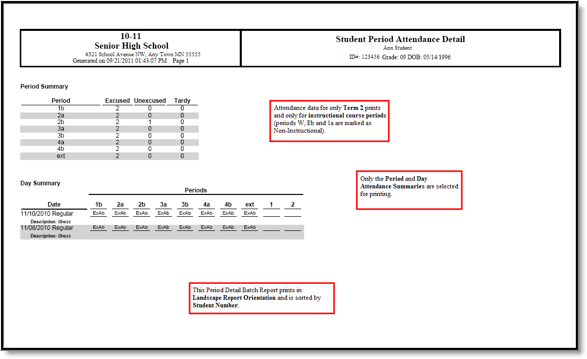 Screenshot of an example of the report in PDF format. 