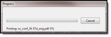 Screenshot of printing progress bar.