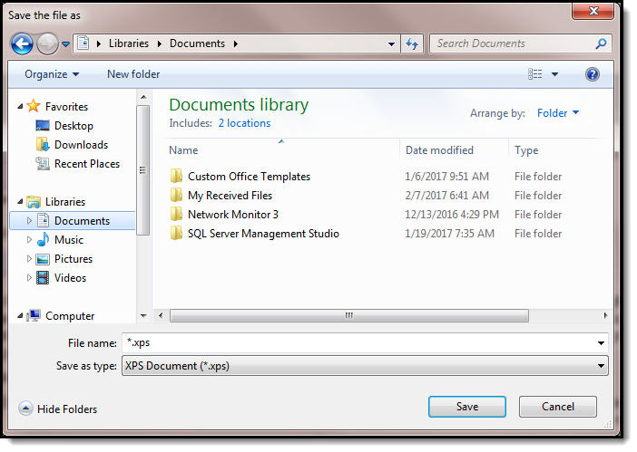 Screenshot of a save file as window.