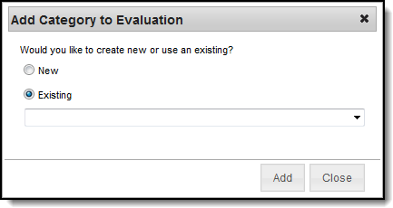 Screenshot of Add Category to Evaluation window