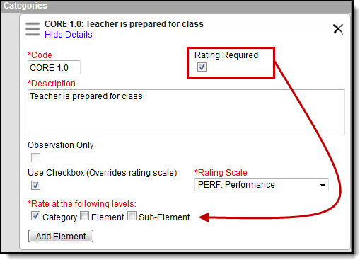 Screenshot of Rating Required checkbox