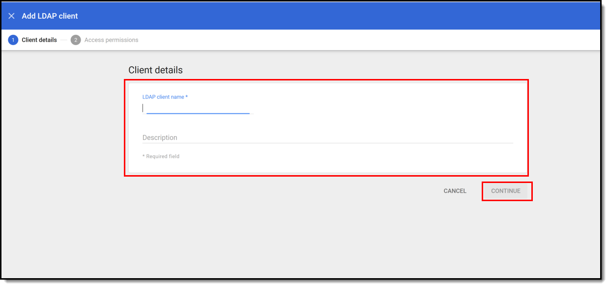 entering ldap client details within google admin
