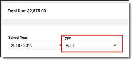 Screenshot of Screenshot of the paid option selected from the type field.