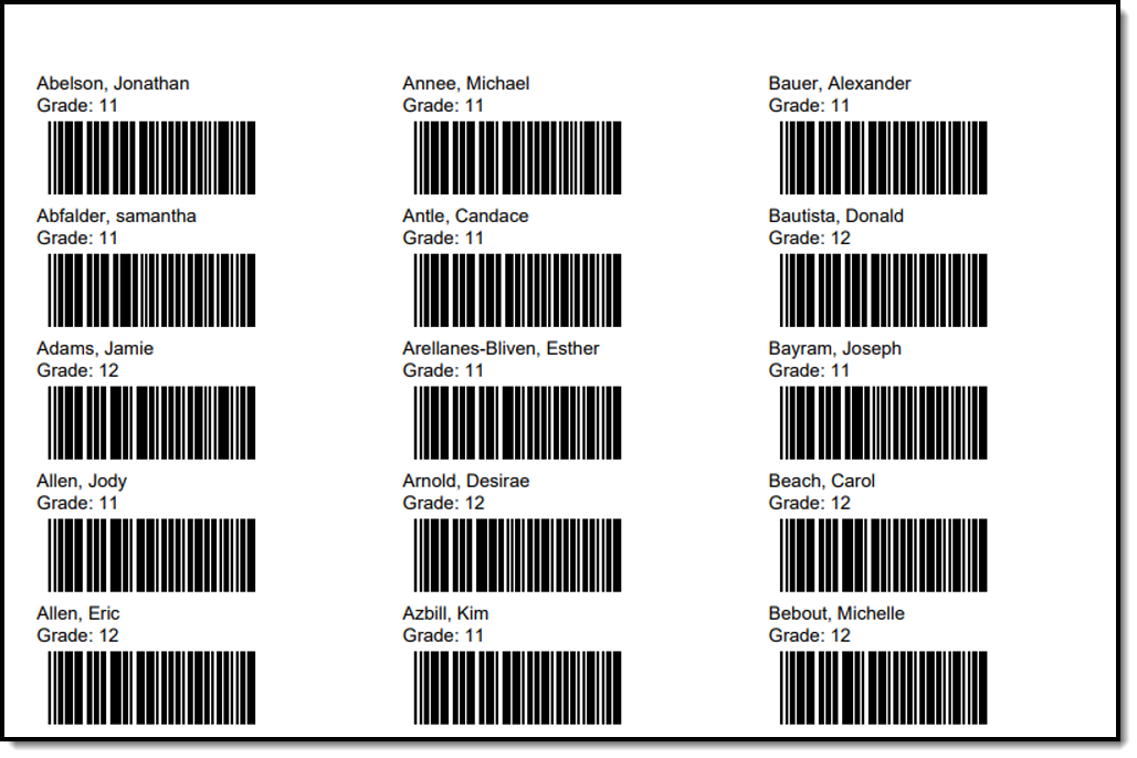 Screenshot of Barcode labels report pdf