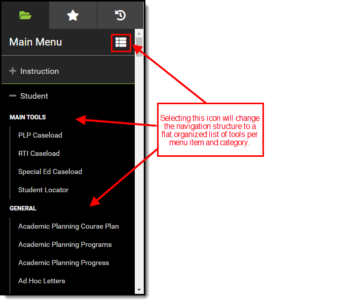 screenshot of the button you press to modify the main menu layout