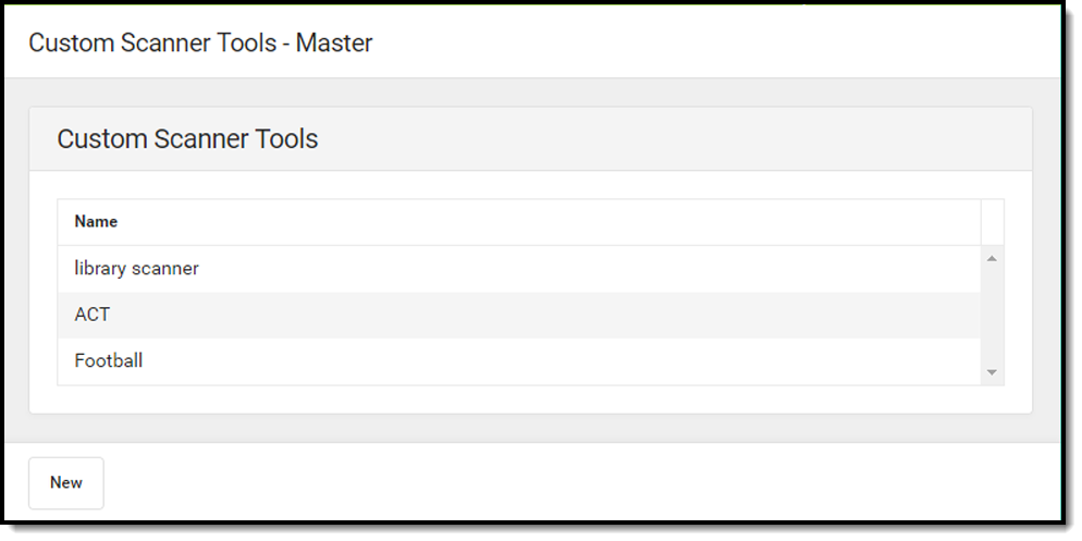 Screenshot of the Master Custom Scanner list