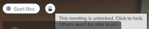 An unlocked lock icon means the meeting is unlocked.