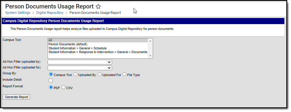 Screenshot of the report editor. 