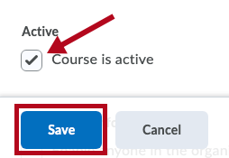 Indicates the Course is Active checkbox and Identifies Save button