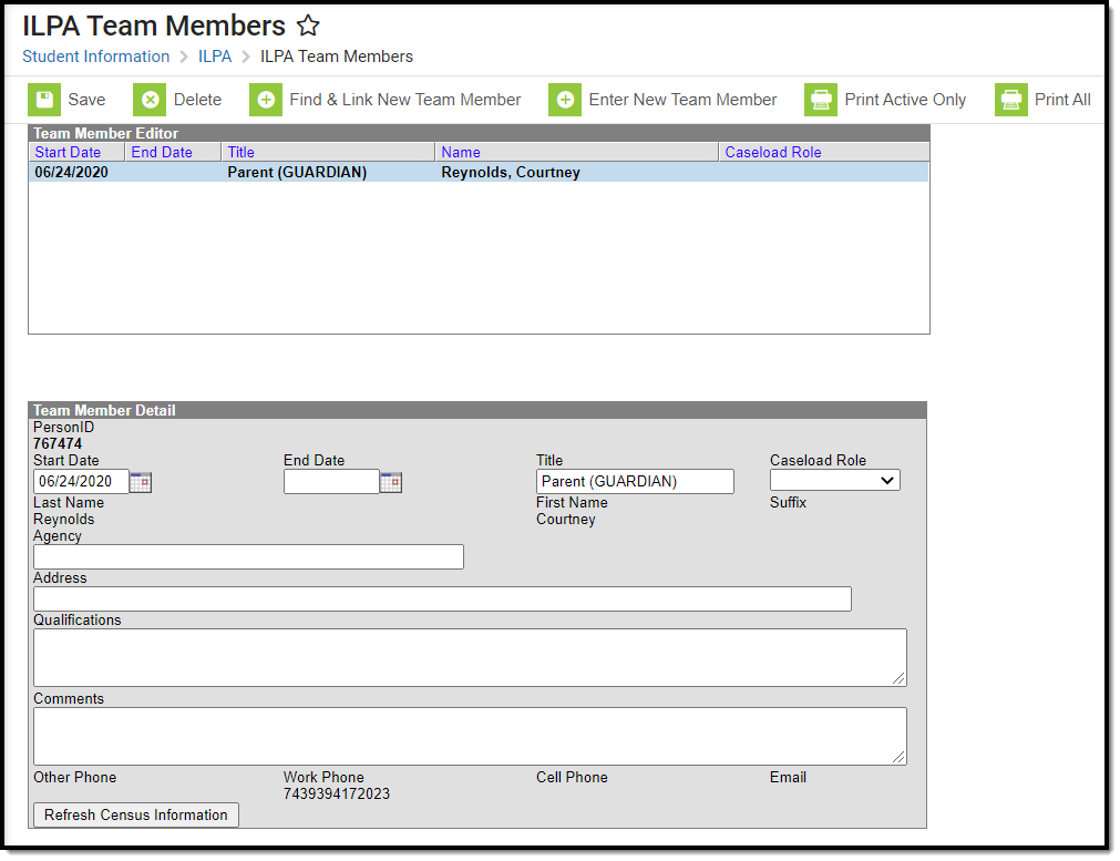 Screenshot of the ILPA Team Members tool.