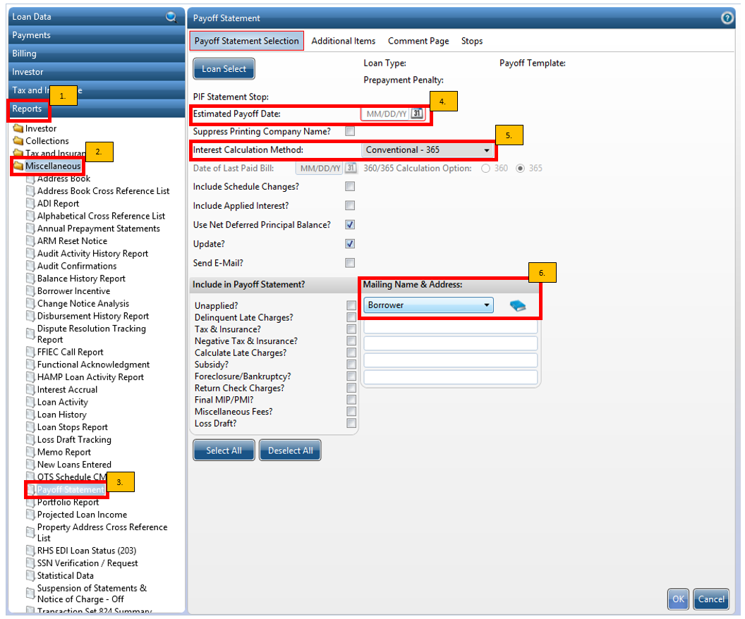 Generating Payoff Statement Quotes In FICS Servicing Team KB