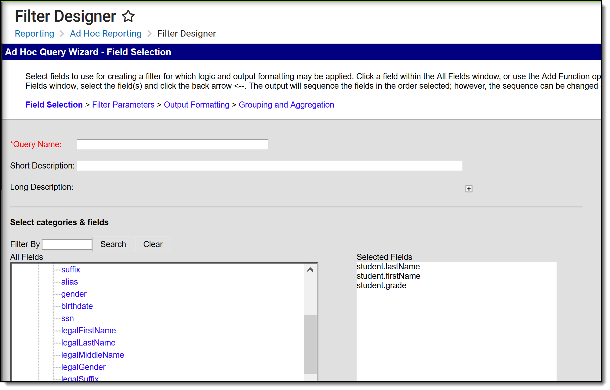 Screenshot of the Filter Designer tool. 