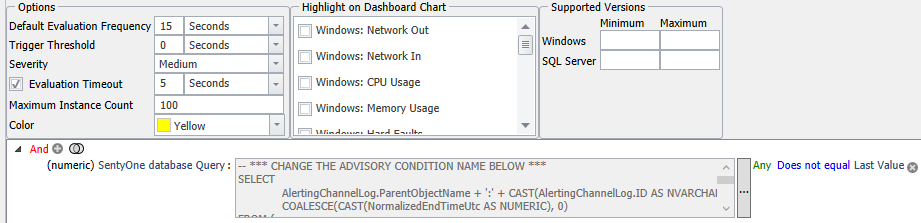 SQL Sentry Advisory Conditions Cleared % Free Space - Disk per server example