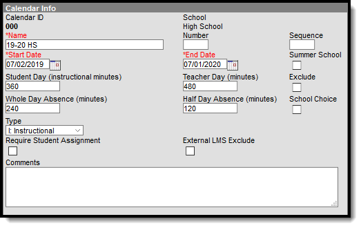 Screenshot of the Calendar tool. 