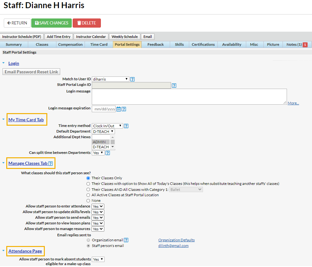 Staff Portal Setup Step 4 - Staff Settings | Jackrabbit Help Center