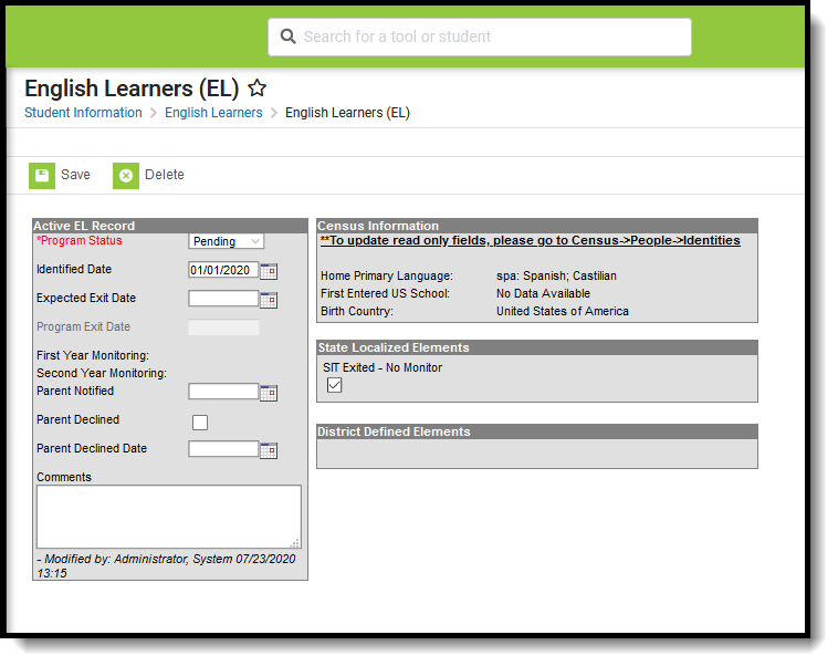 Screenshot of English Learners (EL) Editor.