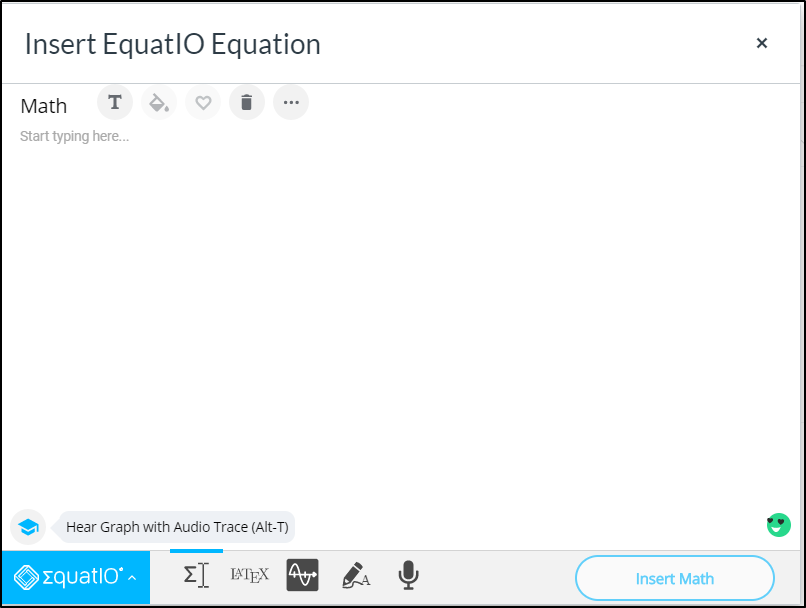 Equatio insertion screen