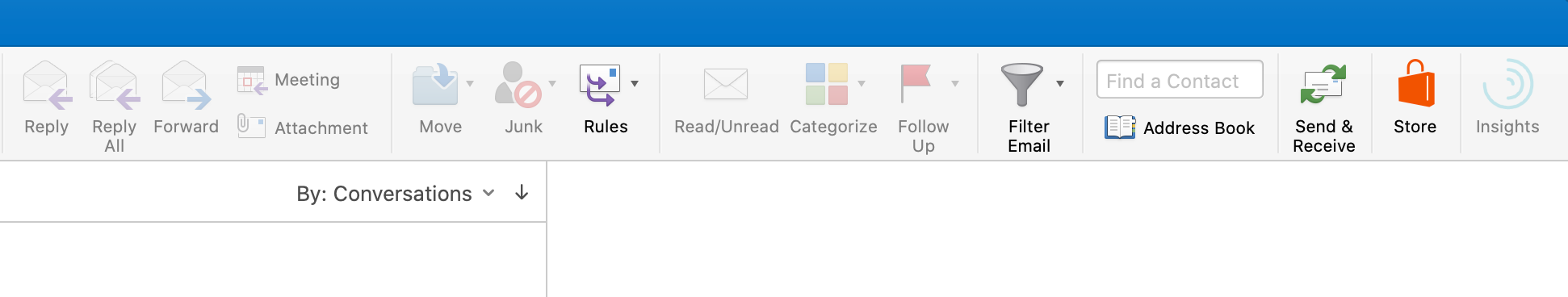 The top menu bar of Outlook on Windows.