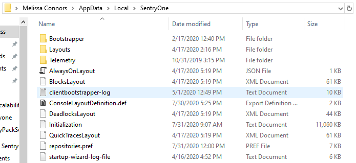 SentryOne folder content example